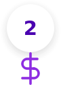 Number 2 above a purple dollar sign symbol.