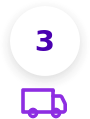 Purple truck icon with a white circle containing the number 3 above it.