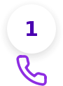 Icon of a white phone receiver inside a purple circle
