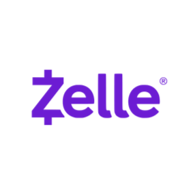 The Zelle logo in purple text on a white background.
