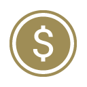 A gold coin with a dollar sign symbol in the center
