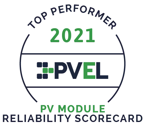 PVEL 2021 Top Performer PV Module Reliability Scorecard badge