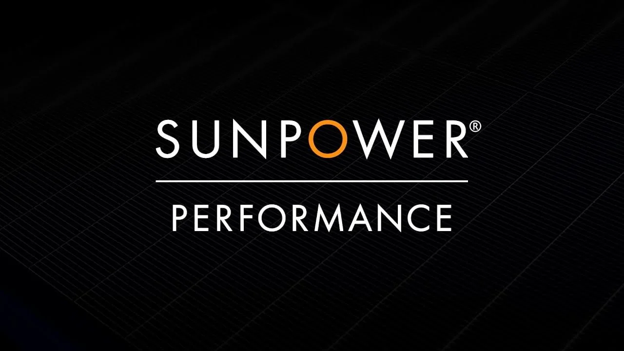 Black background with the text 'SUNPOWER PERFORMANCE' in white and orange, with a thin white line separating the two words.