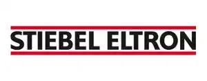 Stiebel Eltron logo with black text and red lines above and below the text