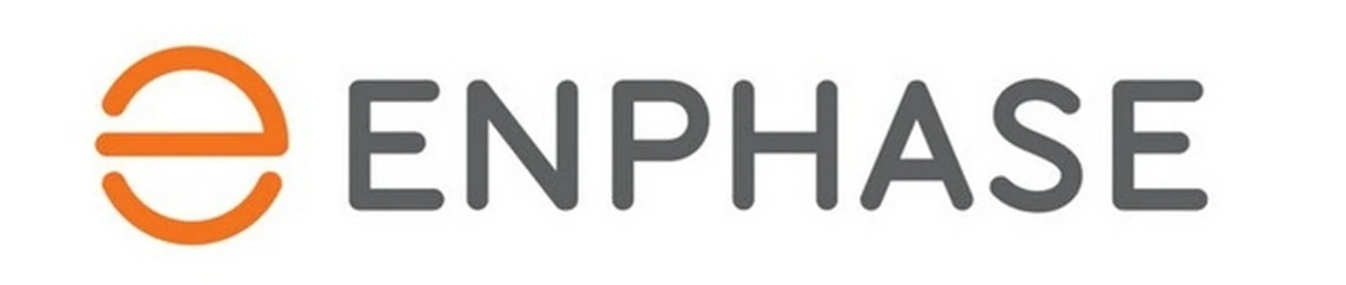 Logo with an orange stylized 'E' and the word 'ENPHASE' in gray capital letters