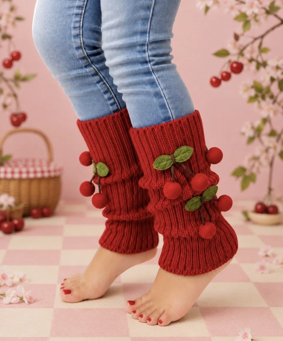 Red Cherry Leg Warmers