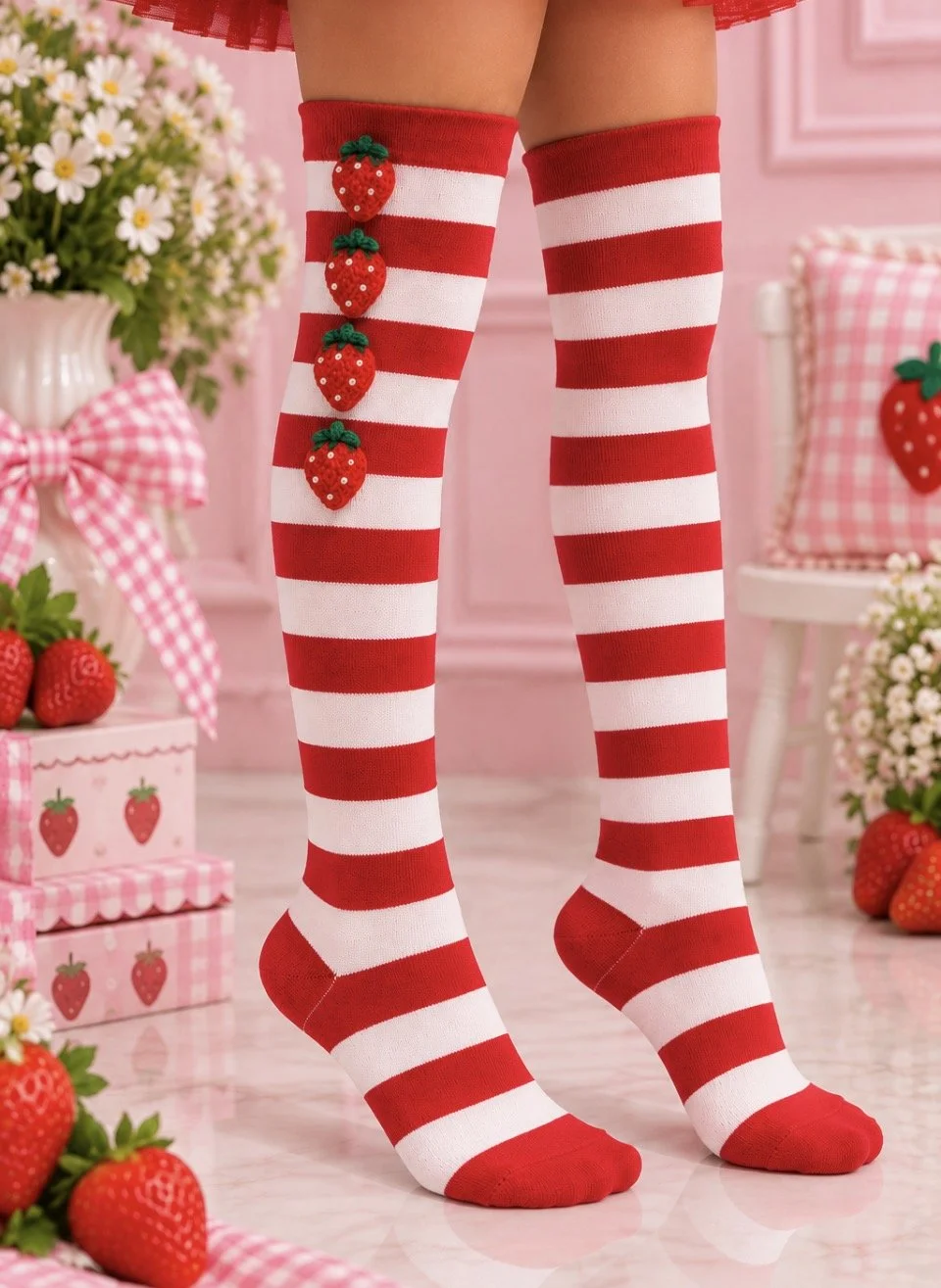 Strawberry Sweet Knee-High Socks