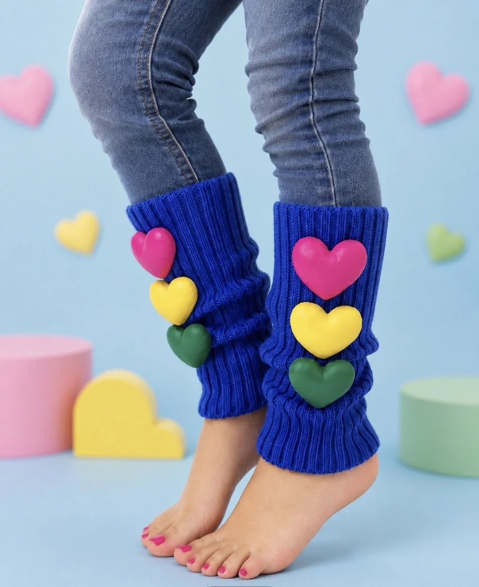Blue Heartbeat Leg Warmers
