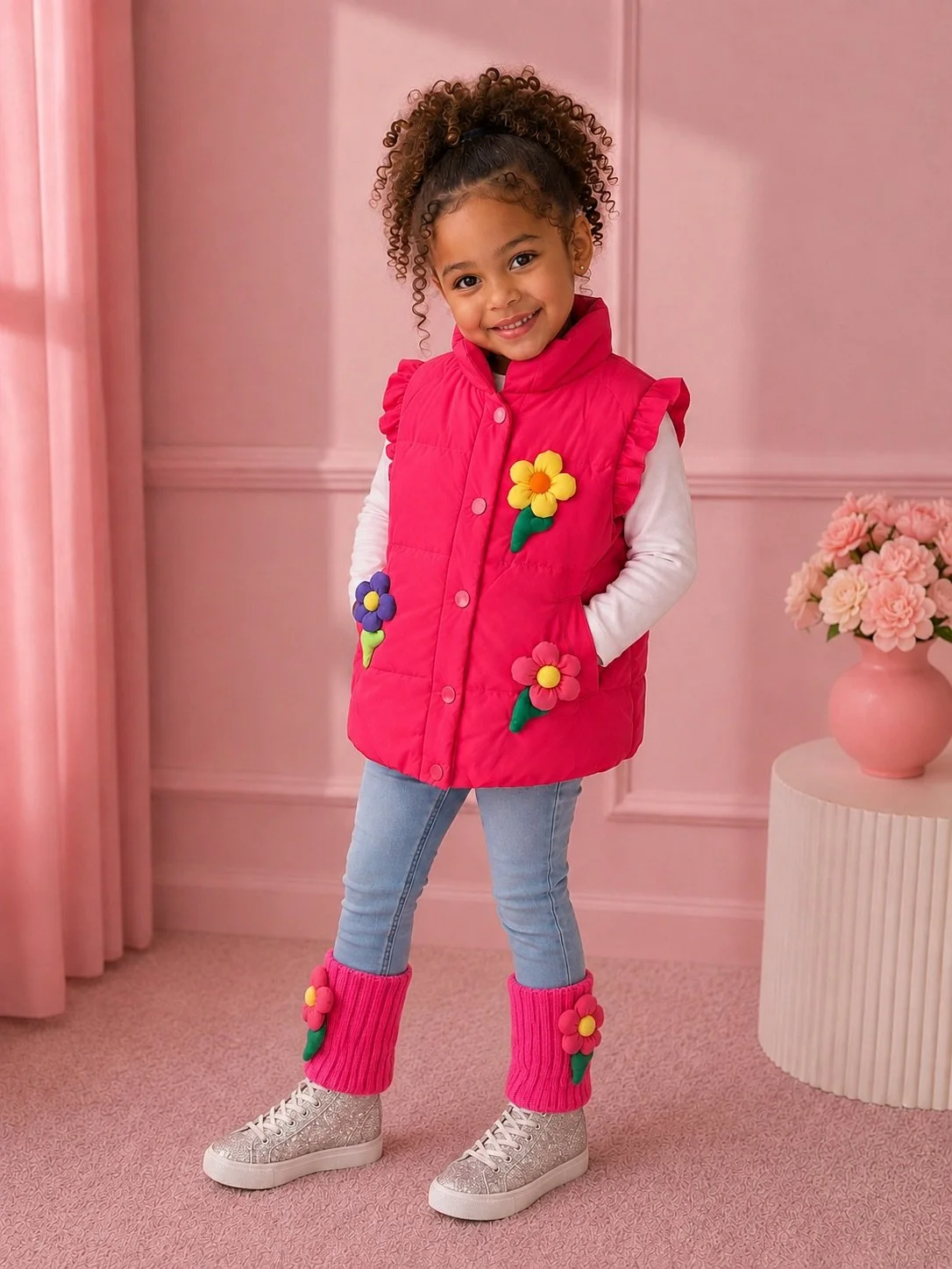 Flower Power Puffer Vest