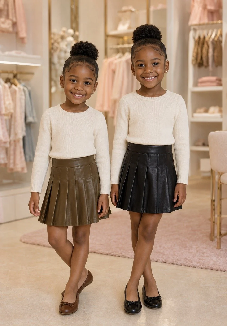 Lambskin Pleated Leather Skirt