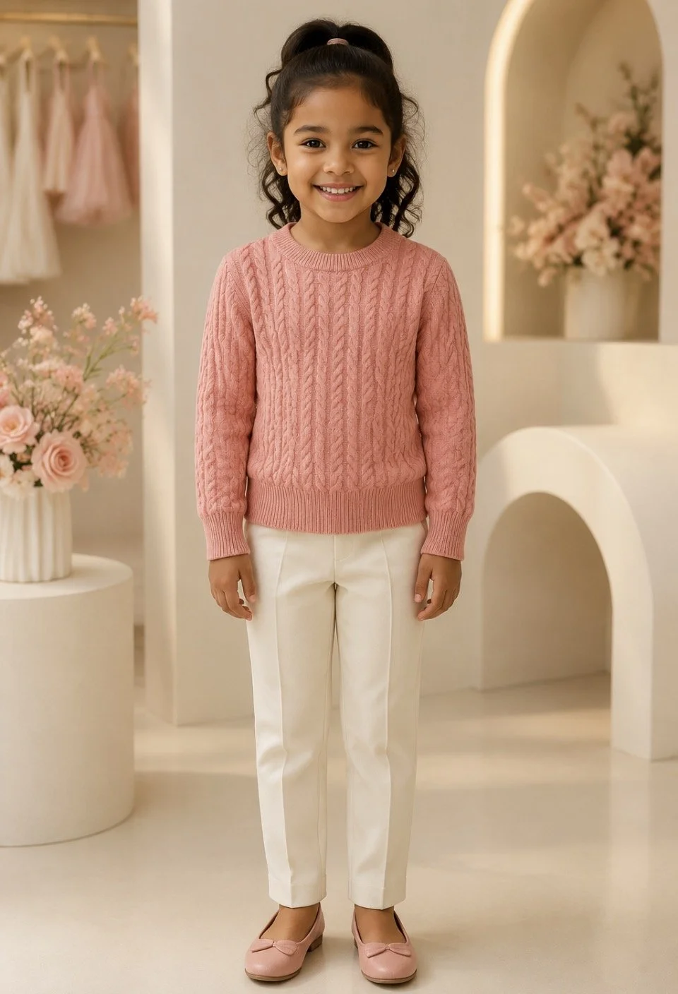 Blush Cable-Knit Cashmere Sweater