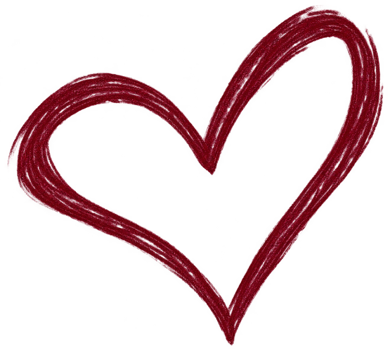 Red hand-drawn heart on a black background.