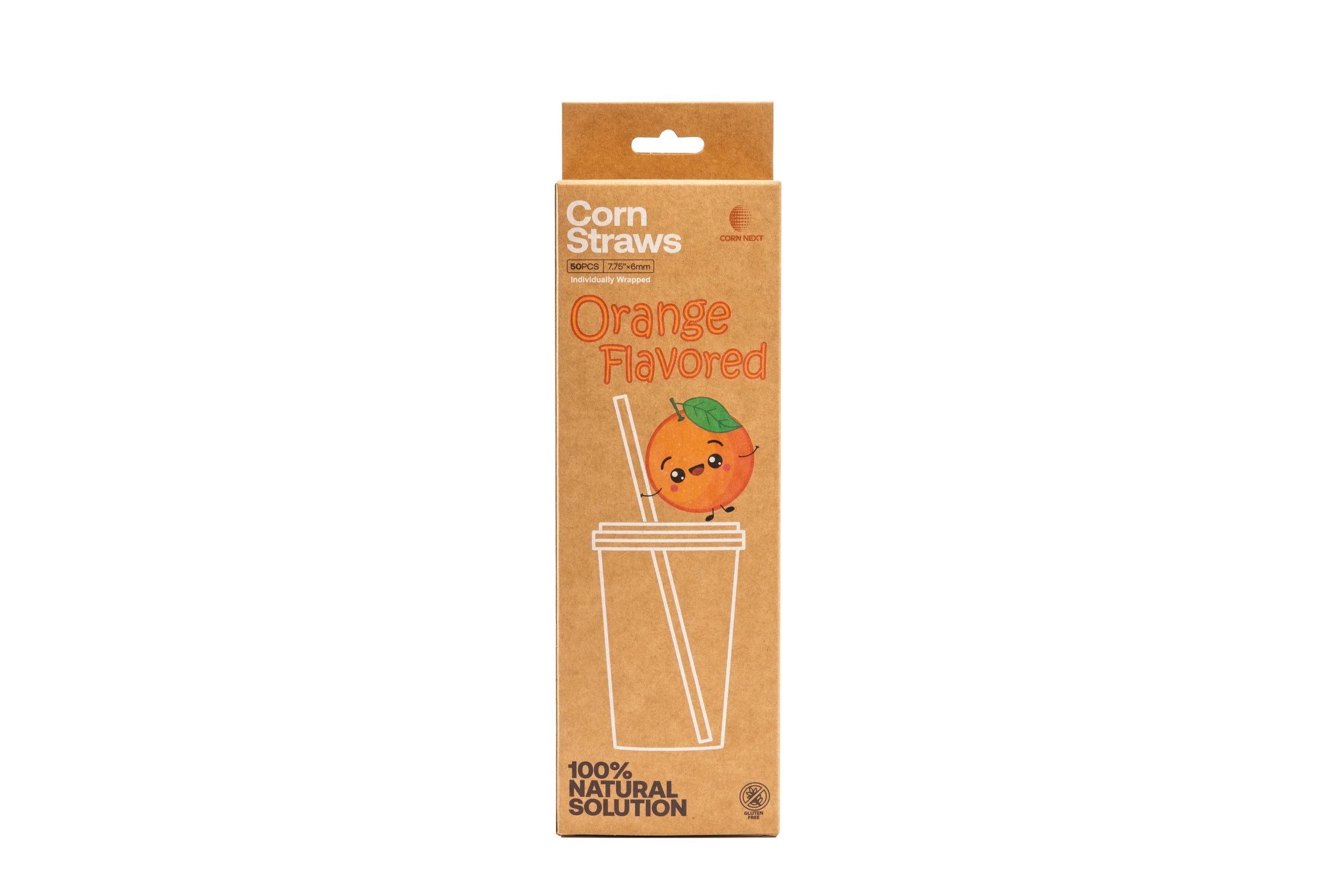 Orange Burst Flavor-Infused Drinking Straws, 7.75", 50 Qty