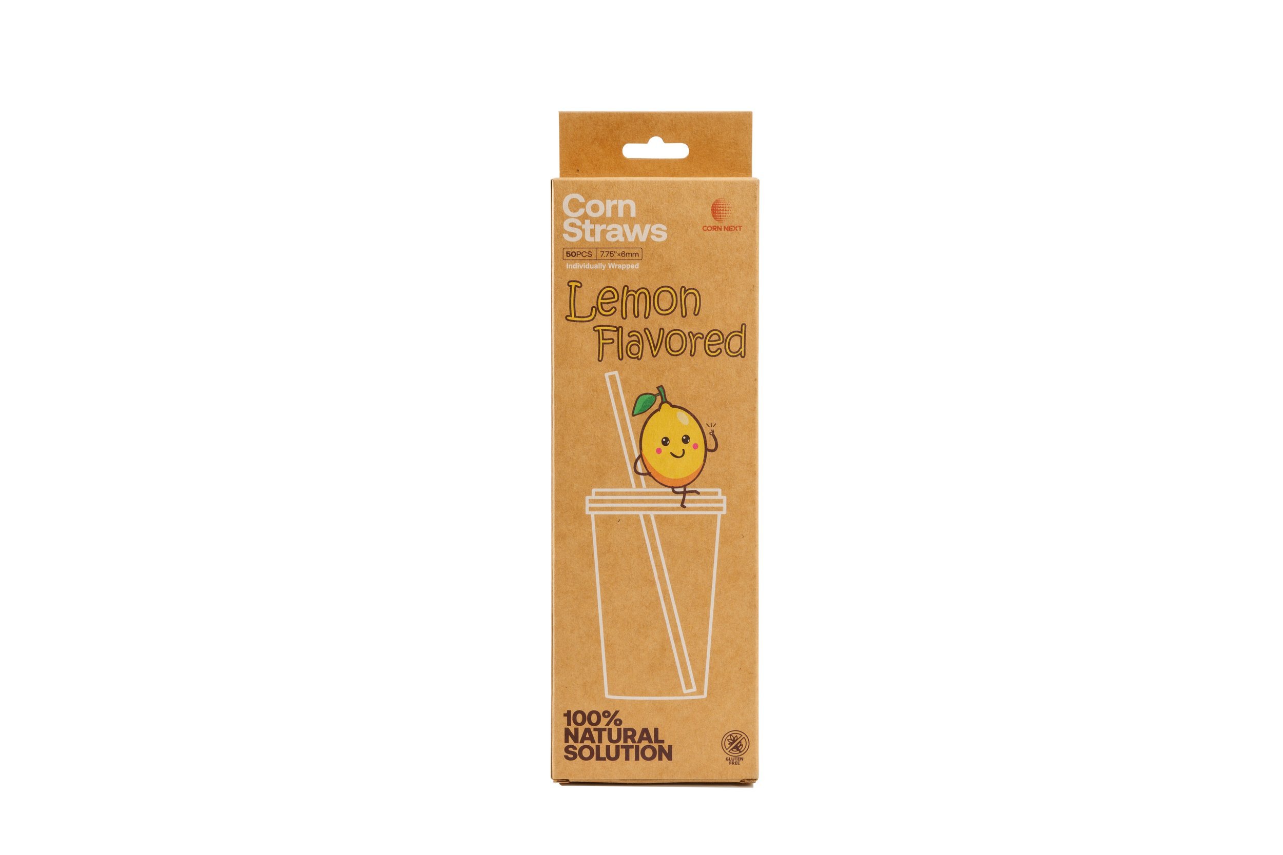 Lemon Zest Flavor-Infused Drinking Straws, 7.75", 50 Qty