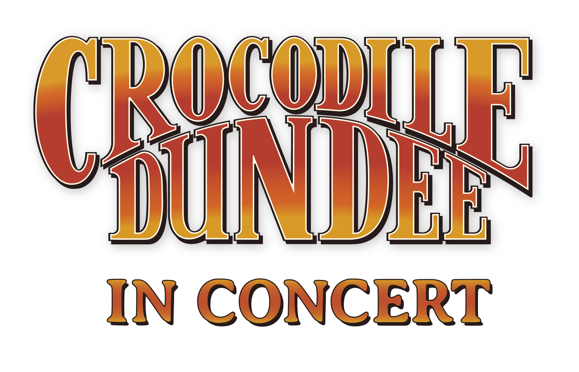 Crocodile Dundee in Concert Logo. Yellow and oranges