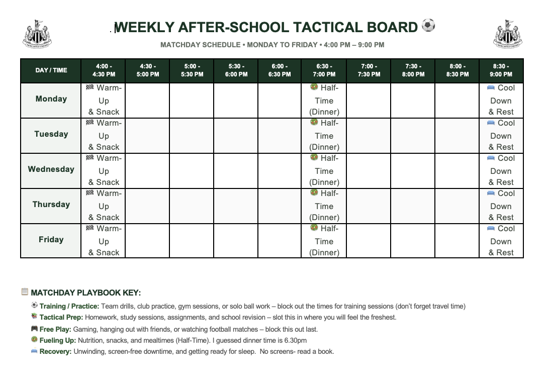 Timetable blank