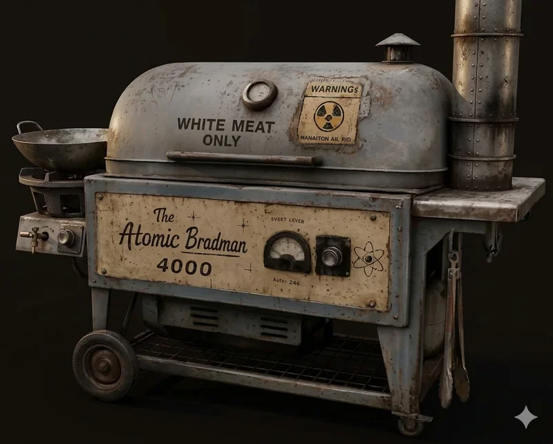 Fictional Atomic Bradman 4000 barbecue with wok burner