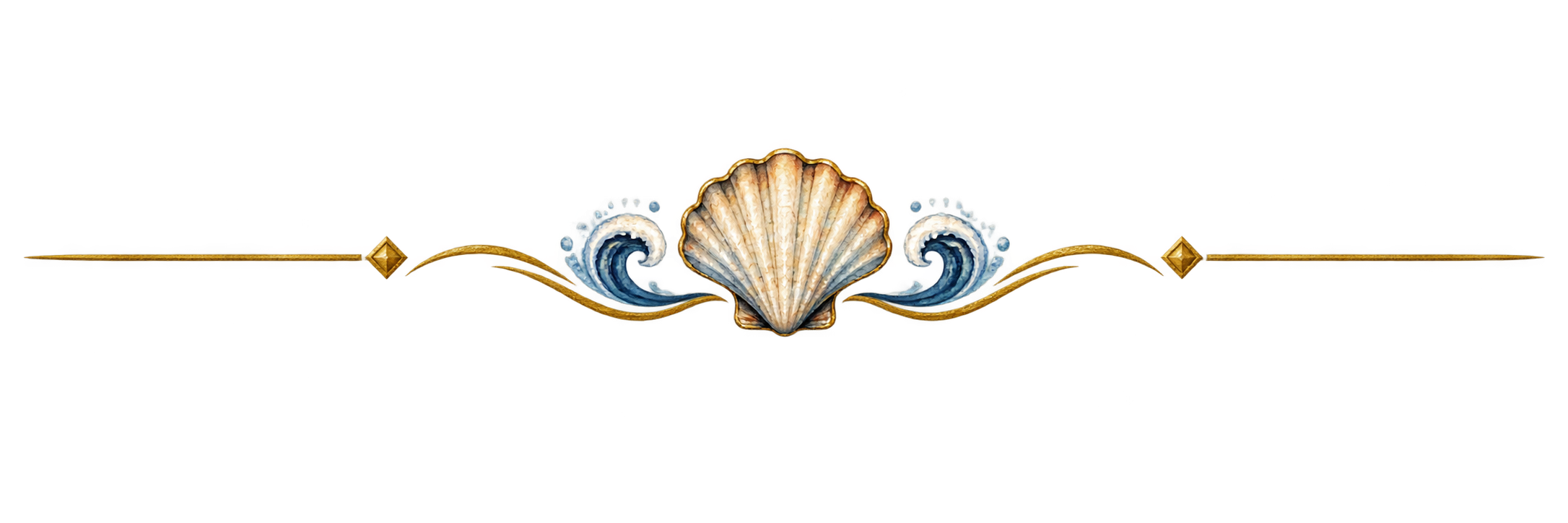 Decoración con concha de mar y olas en estilo vintage.