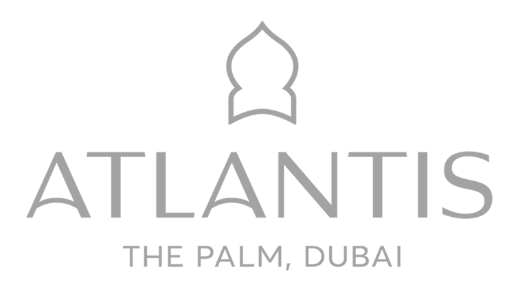Logo of Atlantis, a hotel or resort, located in The Palm, Dubai, featuring a stylized building silhouette