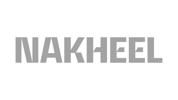 Text on black background reads 'NAKHEEL' in large gray capital letters.