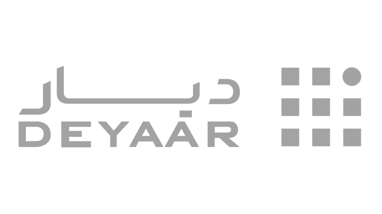 The image features the name 'Deyaar' in both Arabic and English with a logo consisting of nine squares arranged in a 3x3 grid, all in gray.
