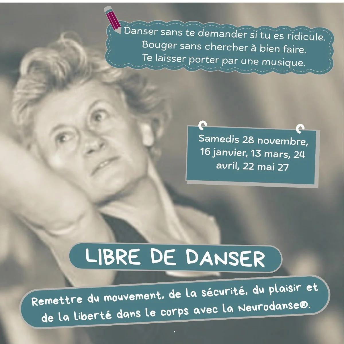 💃 LIBRE DE DANSER

Et si, le temps d&rsquo;une journ&eacute;e, tu arr&ecirc;tais de r&eacute;fl&eacute;chir &agrave; la fa&ccedil;on dont tu devrais bouger&hellip; pour simplement te sentir libre de bouger ?

Danser sans te demander si tu es ridicul
