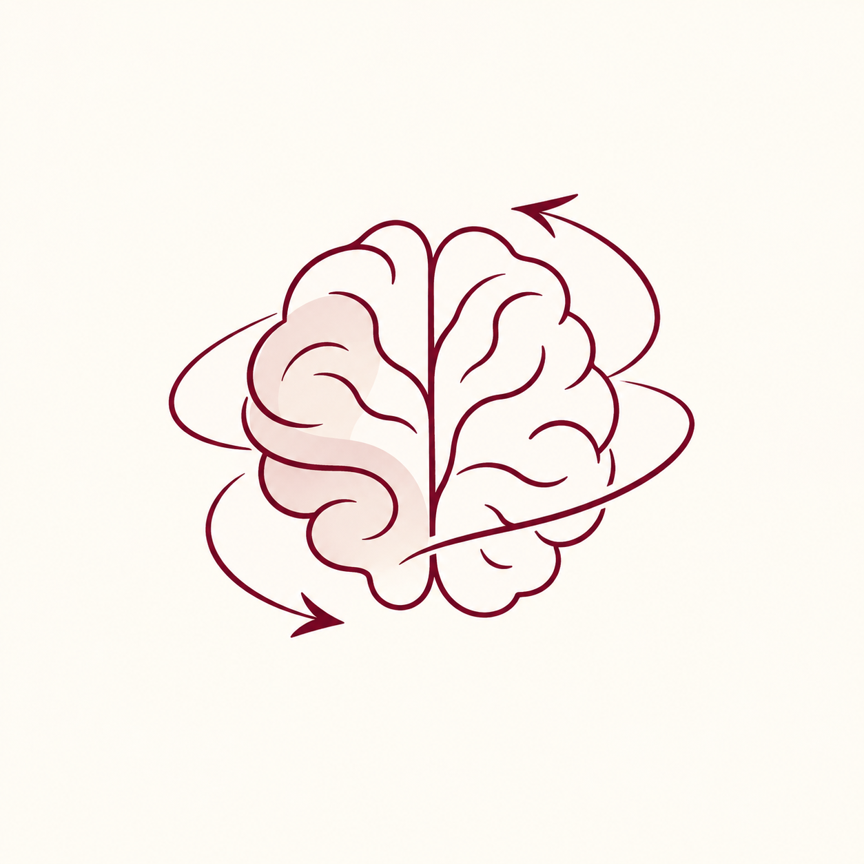 Line drawing of a human brain showing the cerebral cortex, cerebellum, and brainstem.