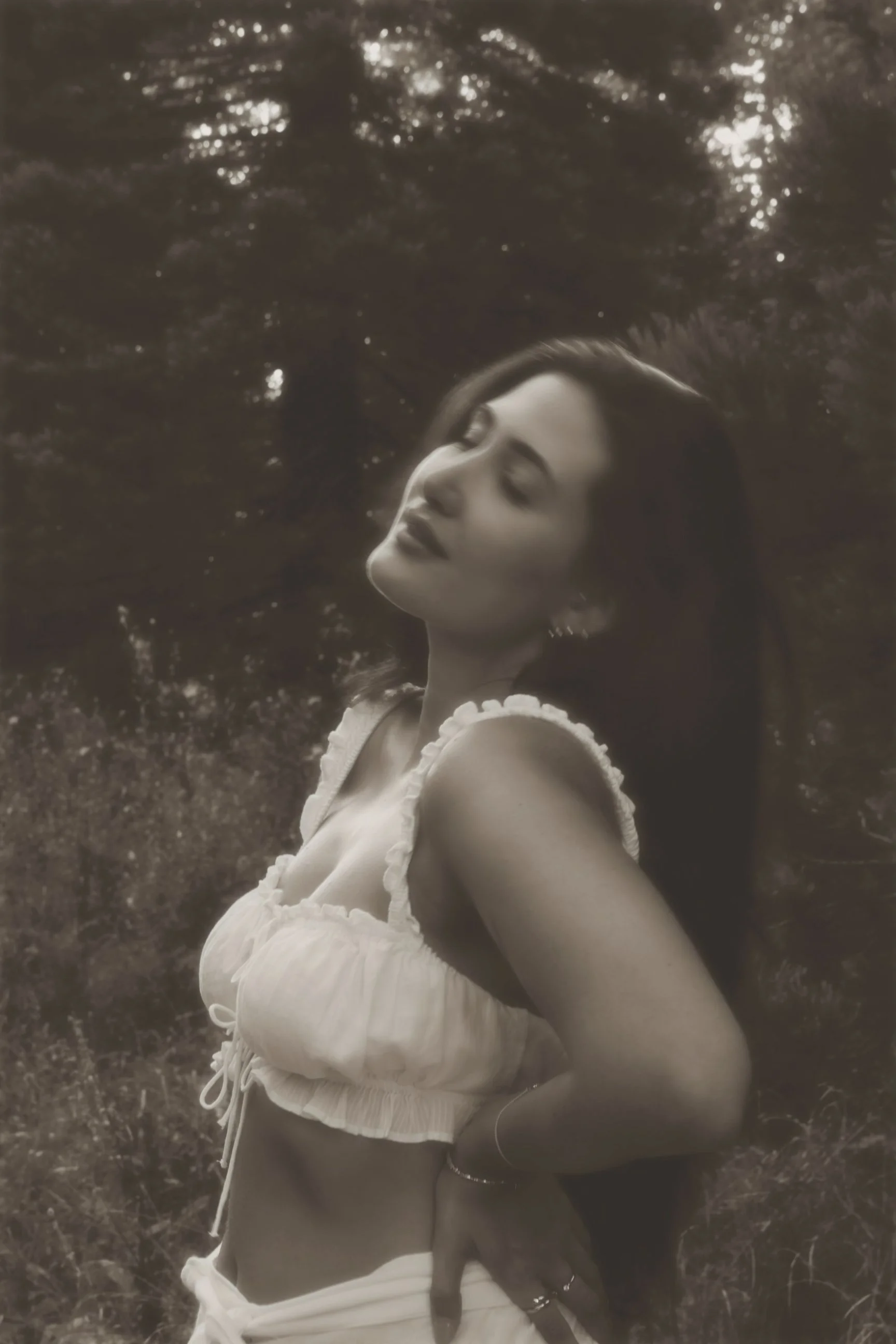 Artistic portrait of a woman outdoors during a LAMERIA Soul Portrait session