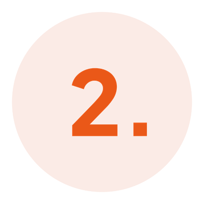 Orange circle with the number '2' and a period in the center.