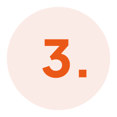 Red circular badge with orange number '3.' in the center.