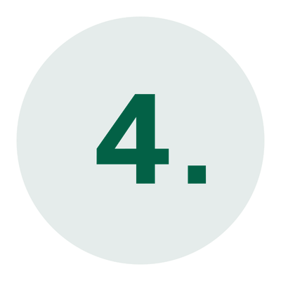 Green circular badge with the number 4 and a period inside.