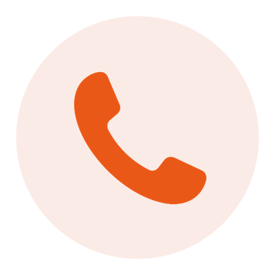Orange circle with a white telephone icon in the center.