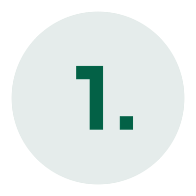 Green circle with the number 1 and a period in the center