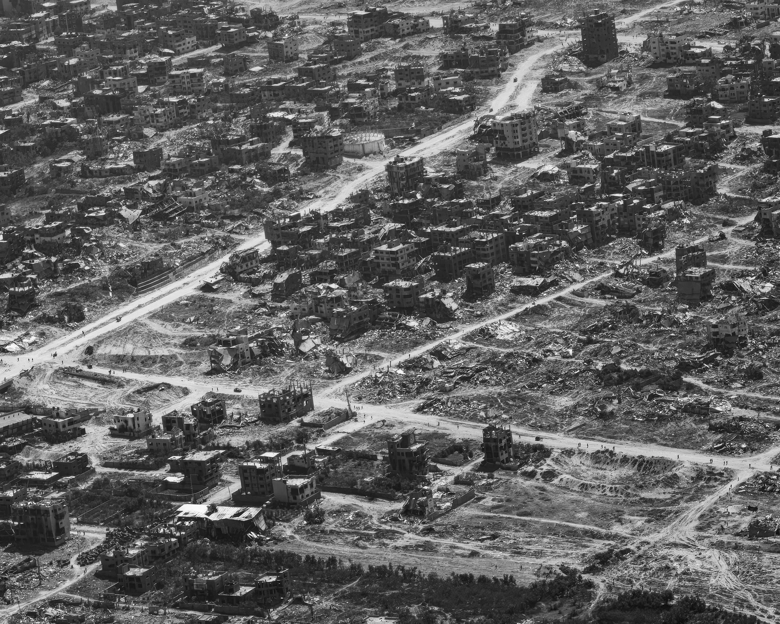 View of Jabaliya (also writtent Jabalia) and Beit Lahiya, in the northern Gaza Strip. April 9 2024.
