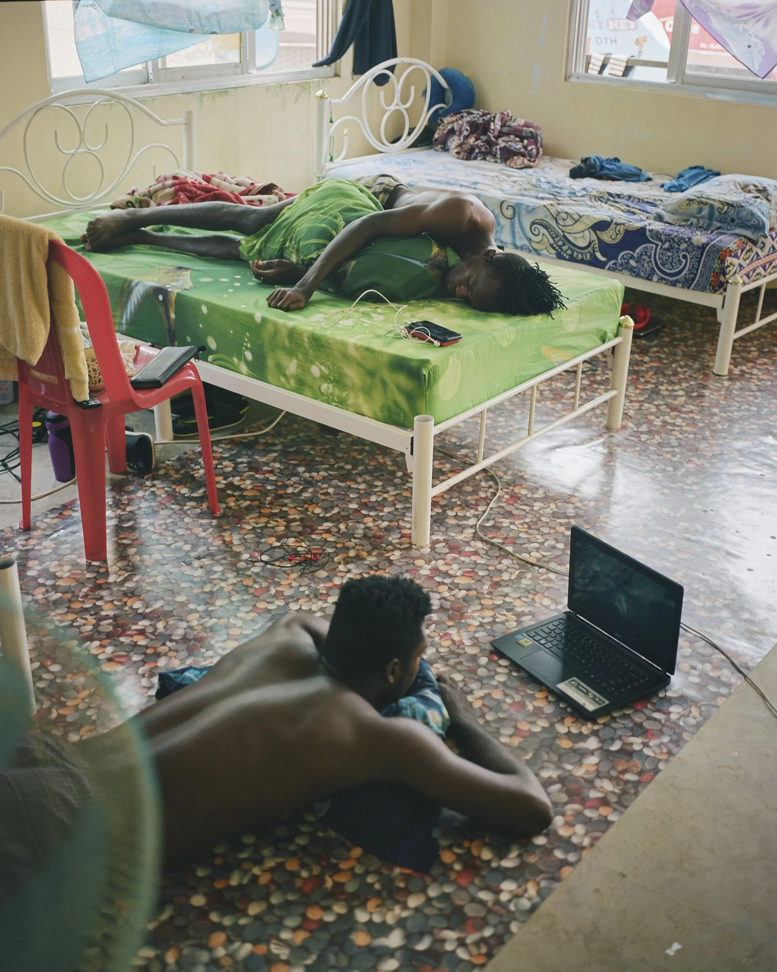 Rahine United FC dorms, near Watharli stadium, Sittwe, Rakhine State, Myanmar. April 24 2019. © Lucien Lung / Riva