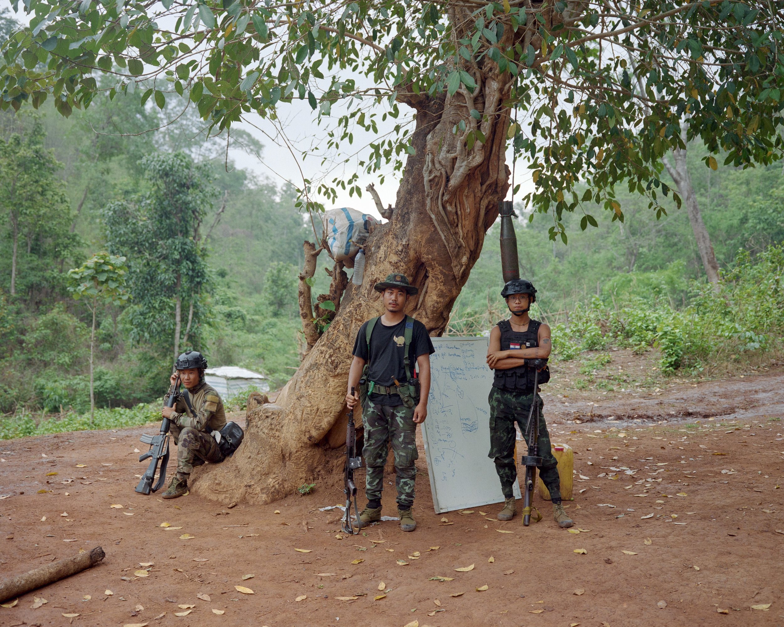 Karenni Nationalities Defense Force (KNDF) soldiers at a group base in Karenni state, Myanmar.