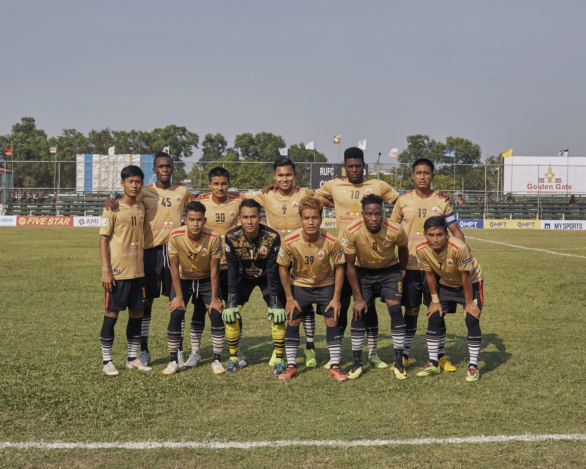 The Rakhine United Football Club (RUFC) team. RUFC vs Chinland game, July 4 2019 Sittwe, Rakhine, Myanmar. © Lucien Lung / Riva