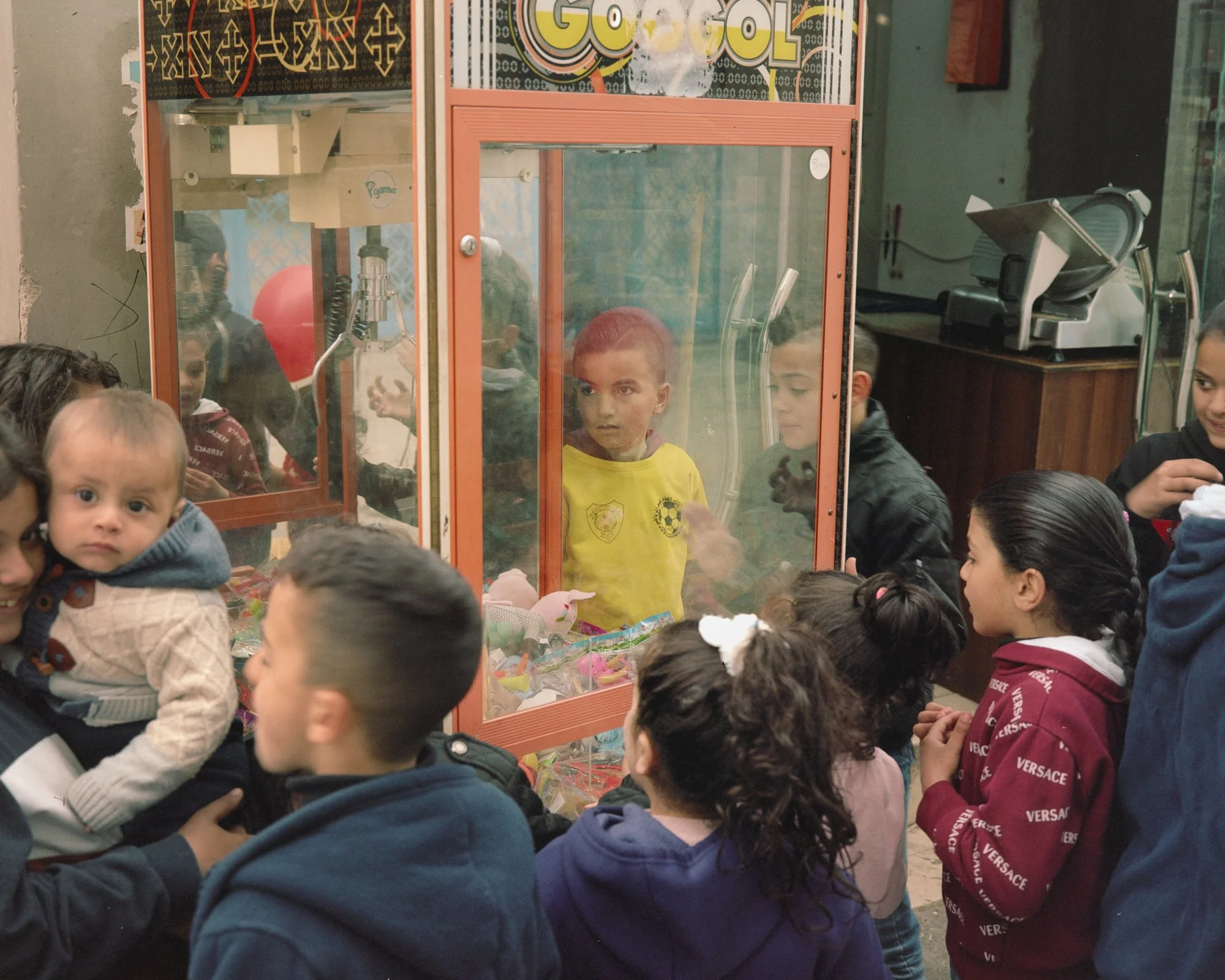 Aida camp children play games. Bethlehem.