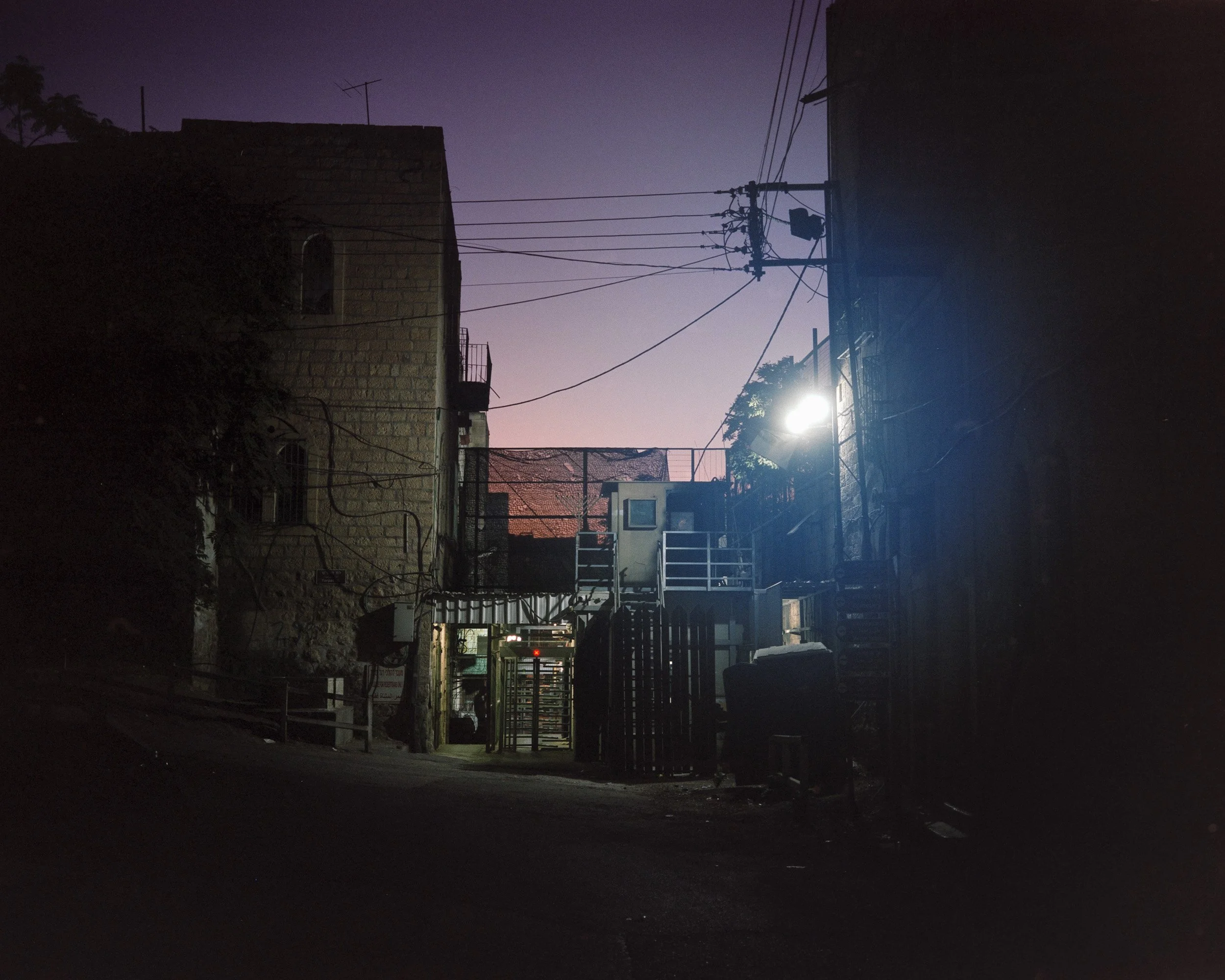 Hajez Bab A-Zawiya checkpoint, regulating entry and exit from the H2 area of Hebron, on Shuhada Street. West Bank, September 5, 2022.
