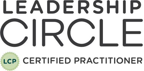 Leadership Circle Certified Practitioner logo with black text and a green LCP badge.