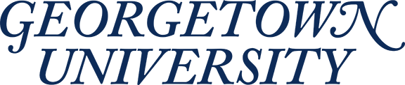 Text reading 'GEOGETOWN UNIVERSITY' in dark blue font on a white background