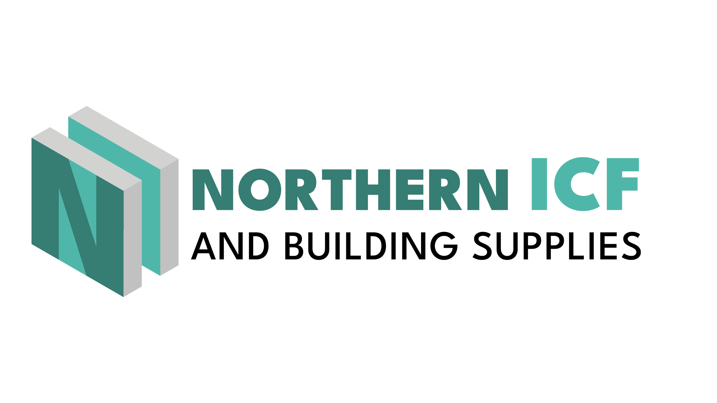Logo for Northern ICF and Building Supplies featuring a 3D ice cube and textual elements.