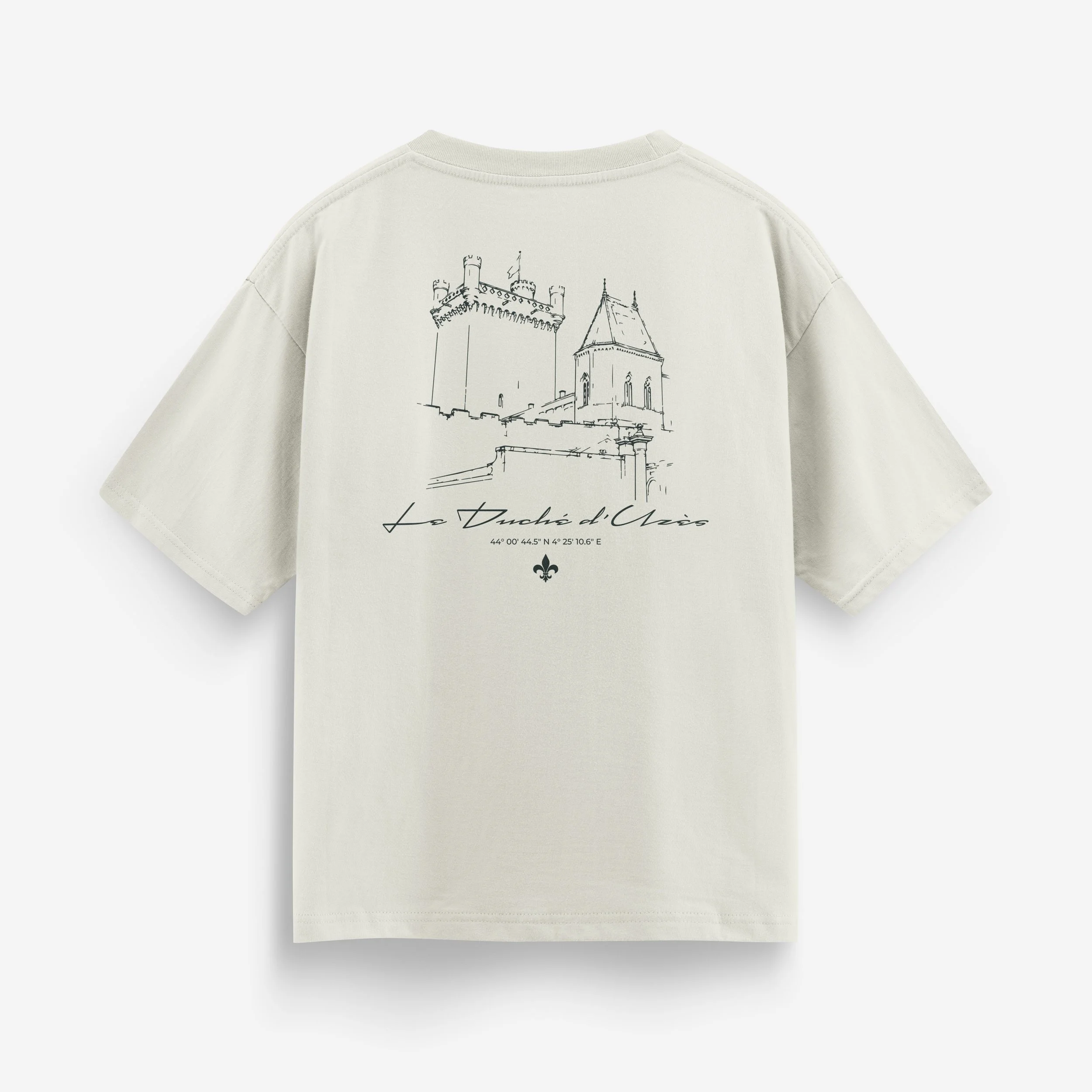 T-shirt blanc avec dessin d'un château et inscription 'Le Douché d'Uzès'