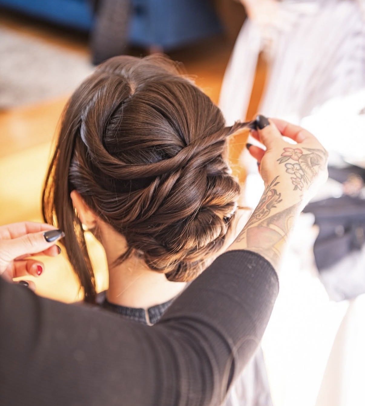 Elegant textured bridal updo with soft twists