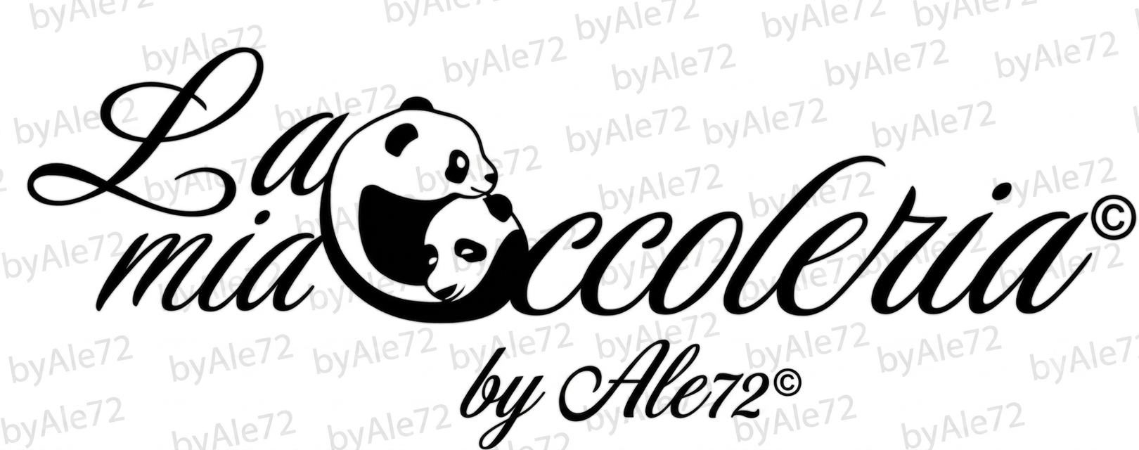 Il logo di La mia cioccolata con due panda stilizzati e il testo in corsivo.