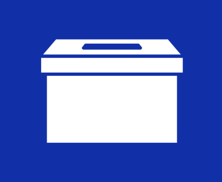 Icon of a food storage container on a blue background.