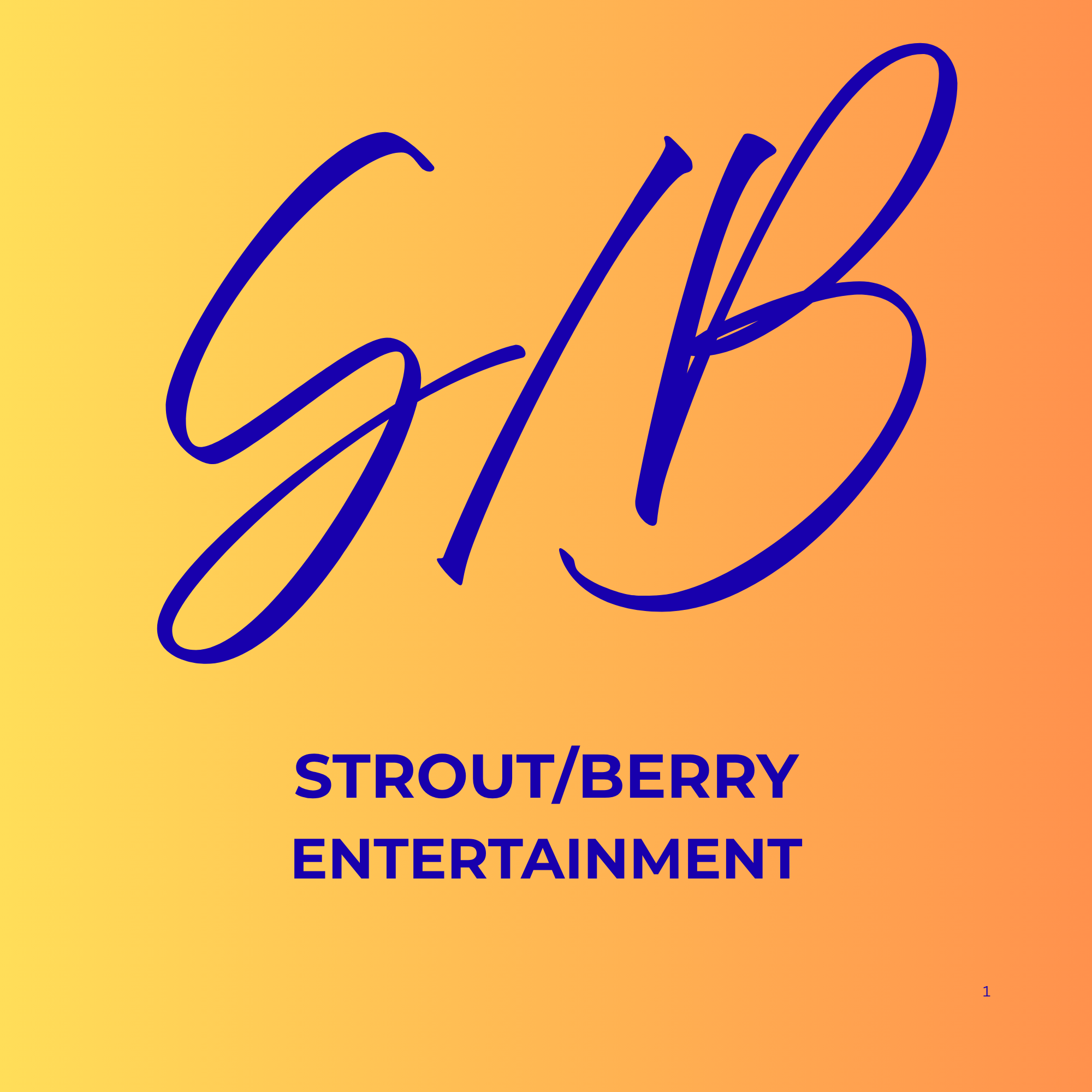 Colorful menu cover with a yellow to orange gradient background and blue script text reading "Cal" and the words "Strawberry/Berry Entertainment" beneath.