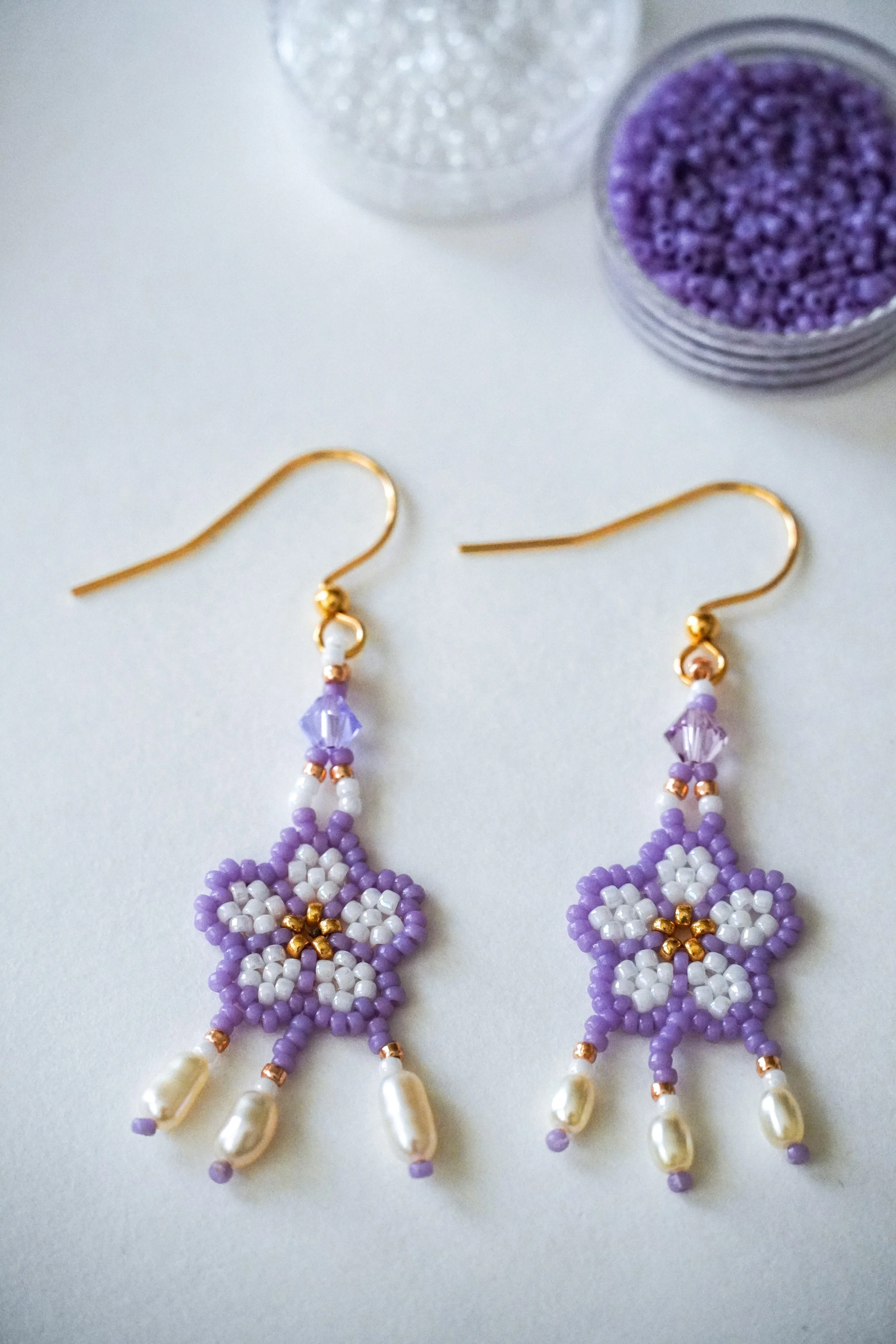 Purple Floral Earring