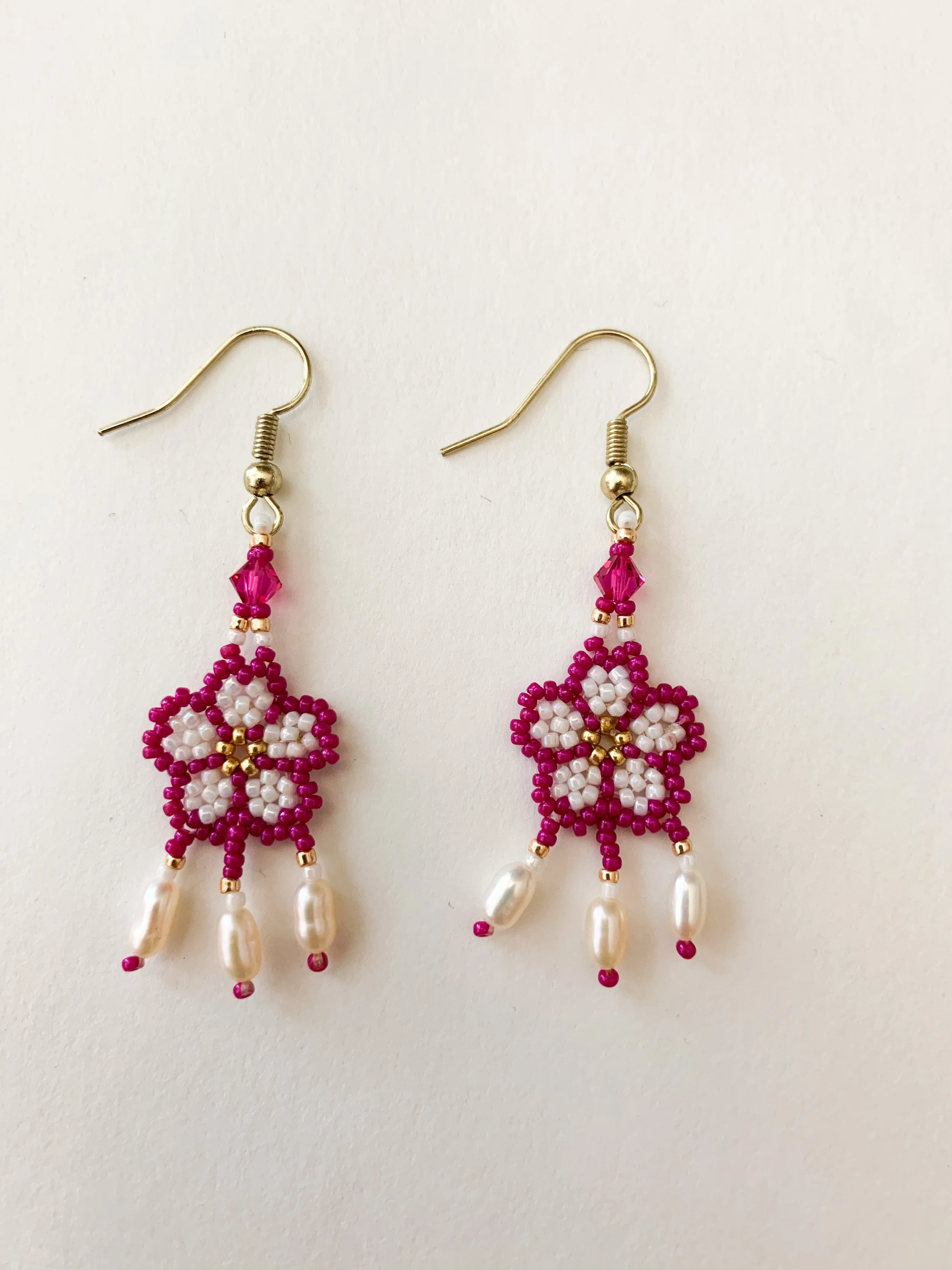 Flower Pearl Drop Earrings