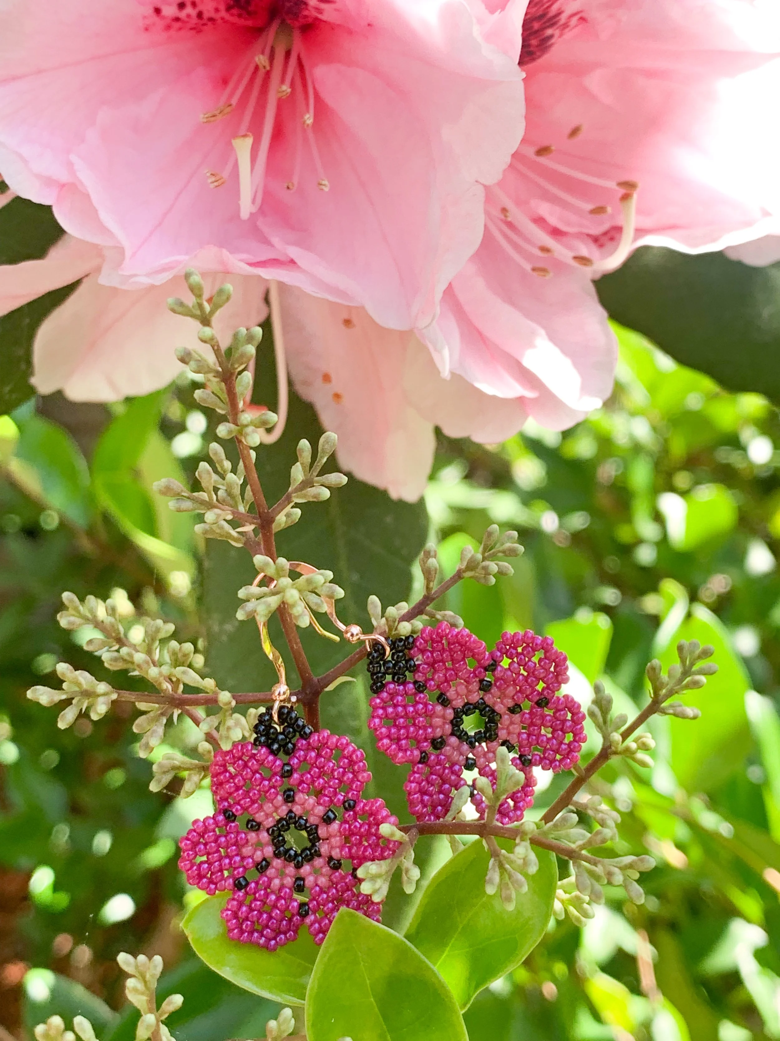 Pink Huichol Earring